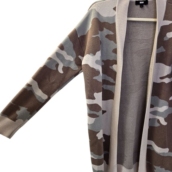 DKNY Viscose Blend Camouflage Open Cardigan Sweater Size Small - Picture 5 of 6